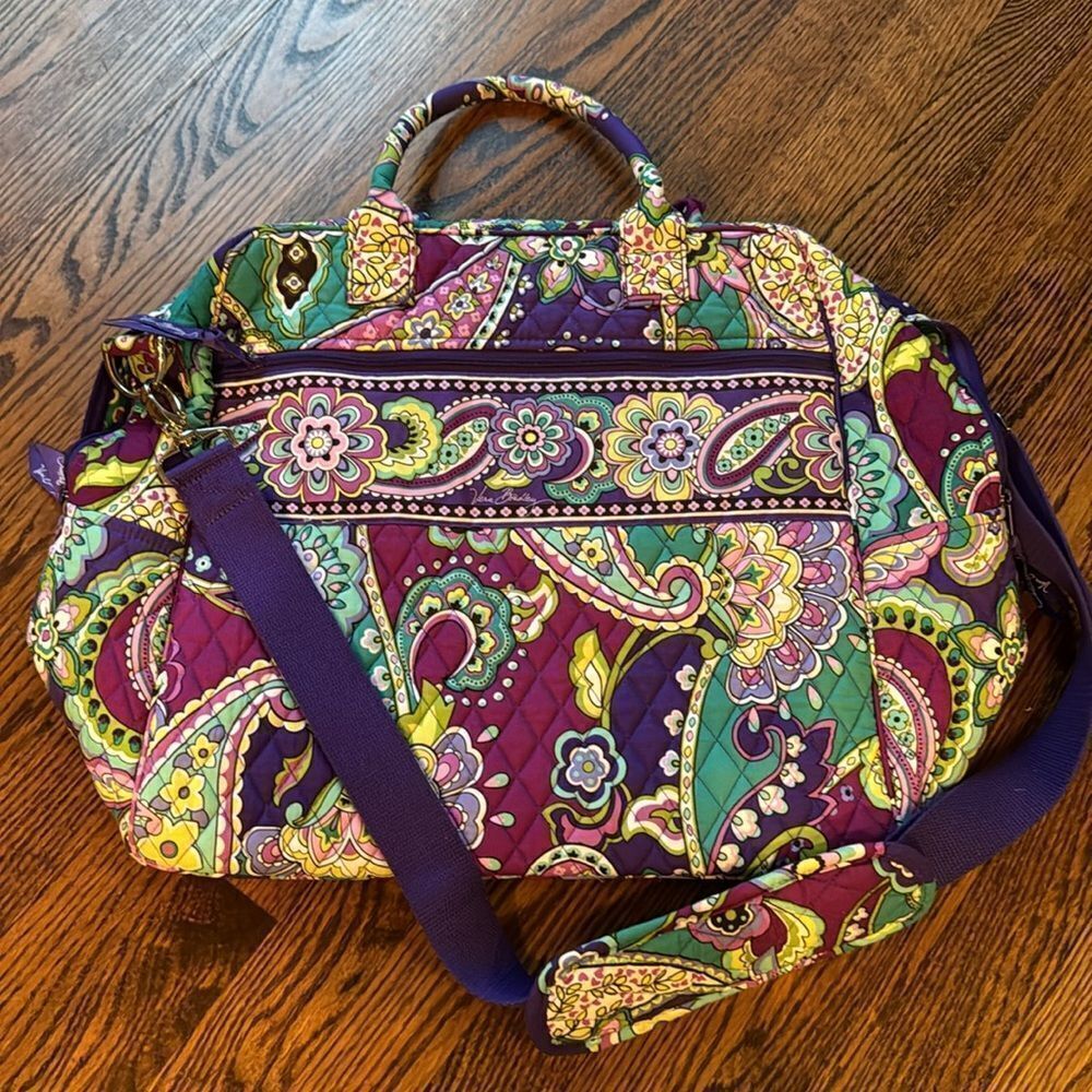 Vera Bradley quilted purple/teal floral paisley large convertible tote. New.